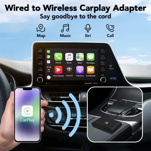wireless CarPlay Adapter to convert wired dongle to wireless control. Plug and play. Suitable for cars manufactured from 2015 onwards and iPhone iOS 10+. Black. Beauty Best